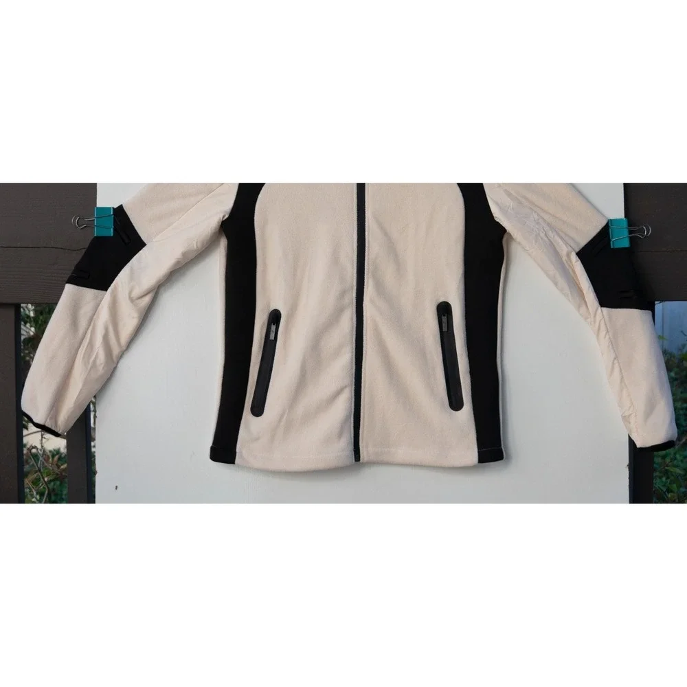 Stone Falcon‎ Men's Size Small White Black Full Zip Fleece Hoodie Jacket